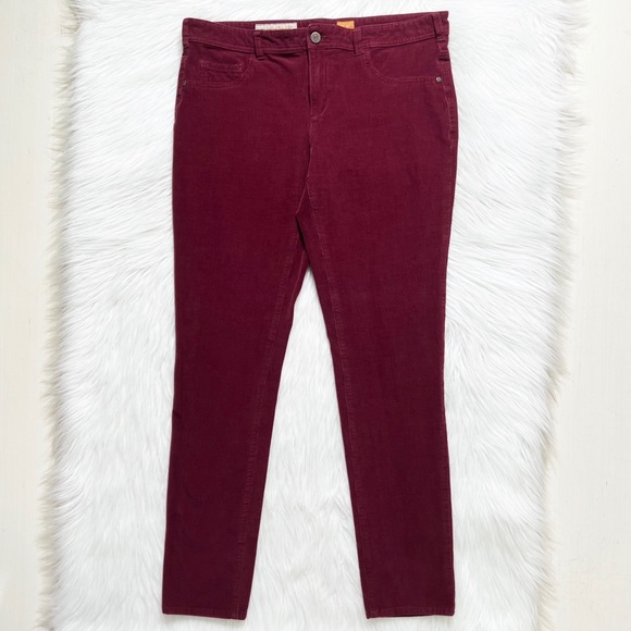 SOLD-Anthropologie Burgundy Wine Micro Cord Skinny Chino Pants - Picture 3 of 11